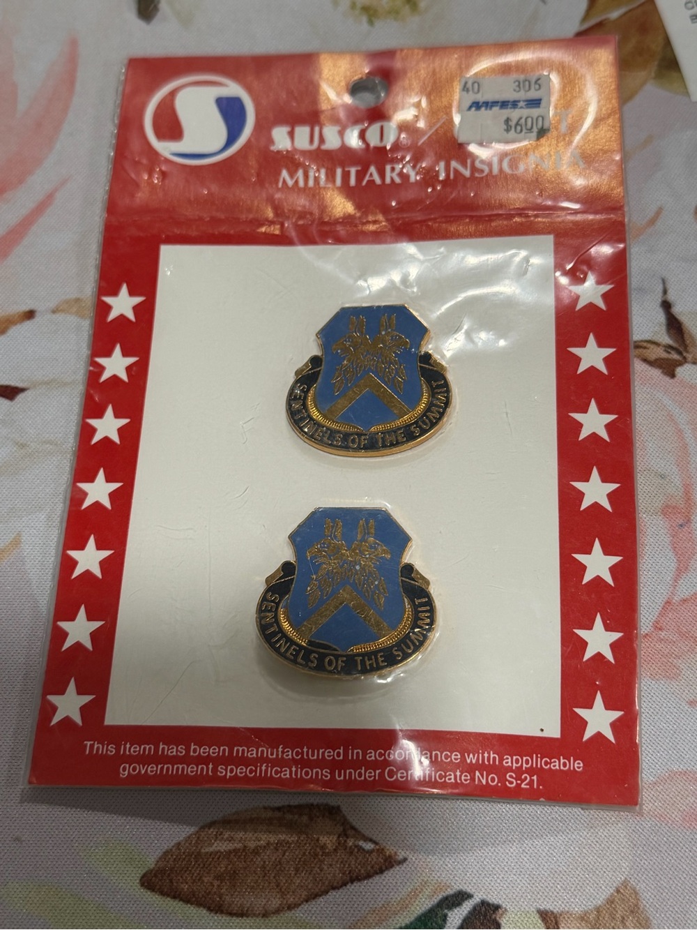 U.S. Army 110th Military Intelligence Battalion DUI Pins Sentinels Summit Pair